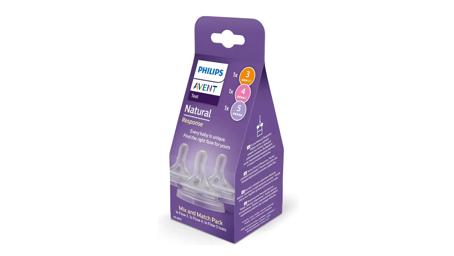 PHILIPS AVENT MIX 3 TETINAS T3 T4 T5 NAT RESPONSE 1