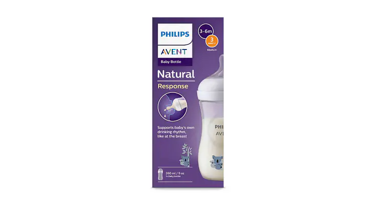 PHILIPS AVENT BIBERÃO 260 ML. KOALA NAT RESPONSE 1