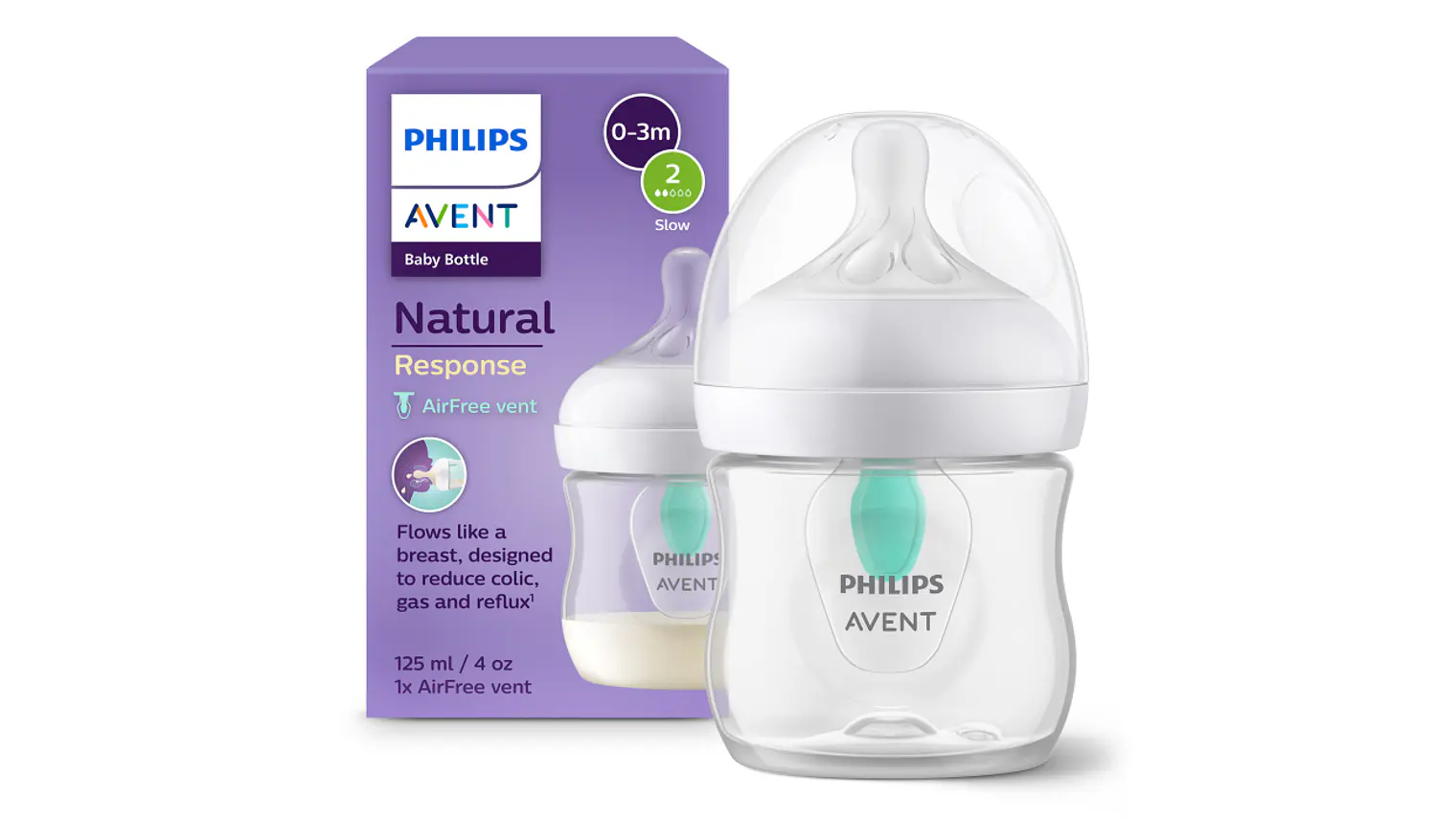 PHILIPS AVENT BIBERÃO 125 ML. AIR FREE NAT RESPONSE 1
