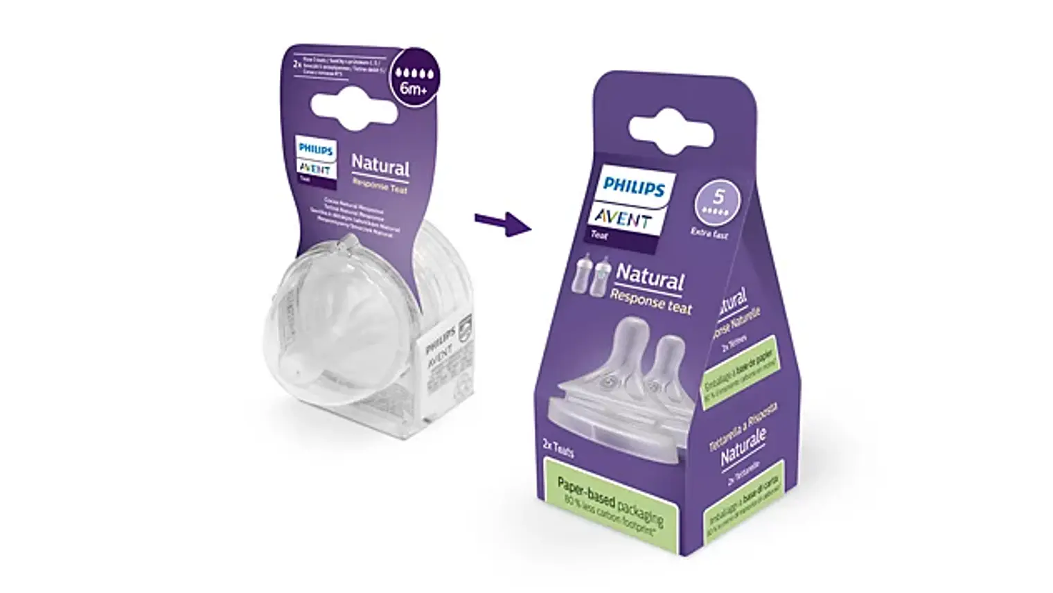 PHILIPS AVENT 2 TETINAS T5 FLX ULTRARÁPIDO 6M+ NAT RESPONSE 1