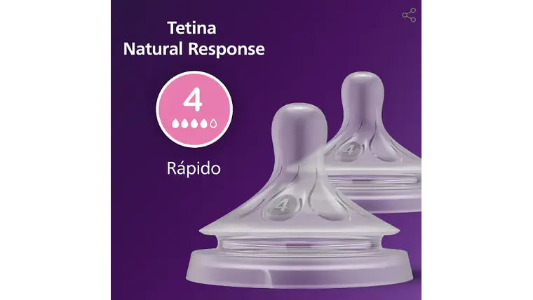 PHILIPS AVENT 2 TETINAS T4 FLX RÁPIDO 3M+ NAT RESPONSE 2