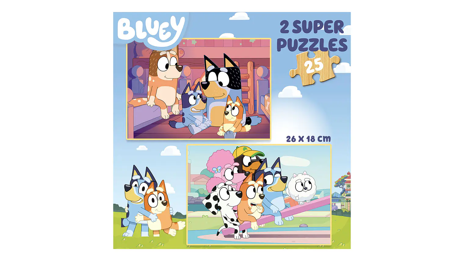 2X SUPER PUZZLE 25 BLUEY 3-6A 2