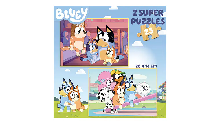 2X SUPER PUZZLE 25 BLUEY 3-6A 2