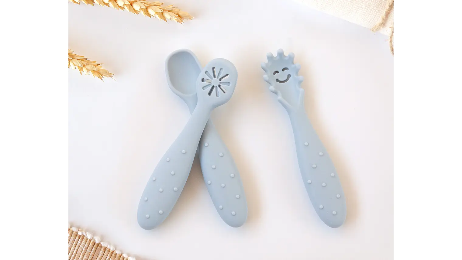 PRE-TALHERES SILICONE AZUL 3 U 1