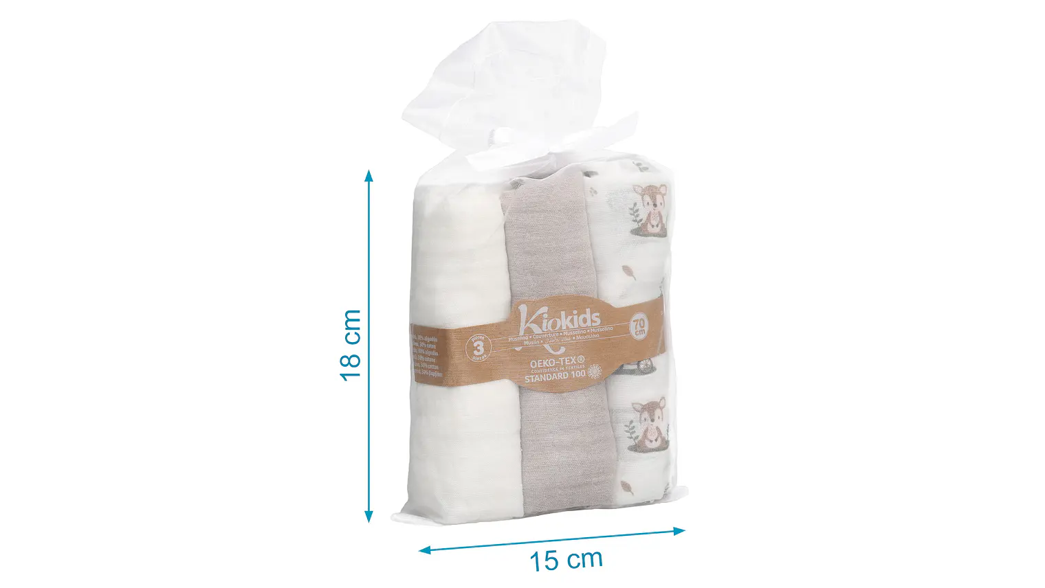 MUSSELINA 70X70CMS BAMBU CINZENTO 3U 2
