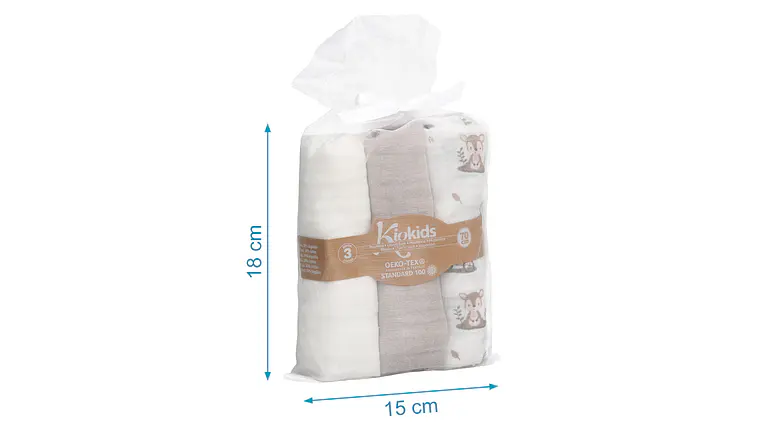 MUSSELINA 70X70CMS BAMBU CINZENTO 3U 2