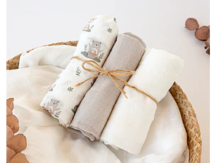 MUSSELINA 70X70CMS BAMBU CINZENTO 3U