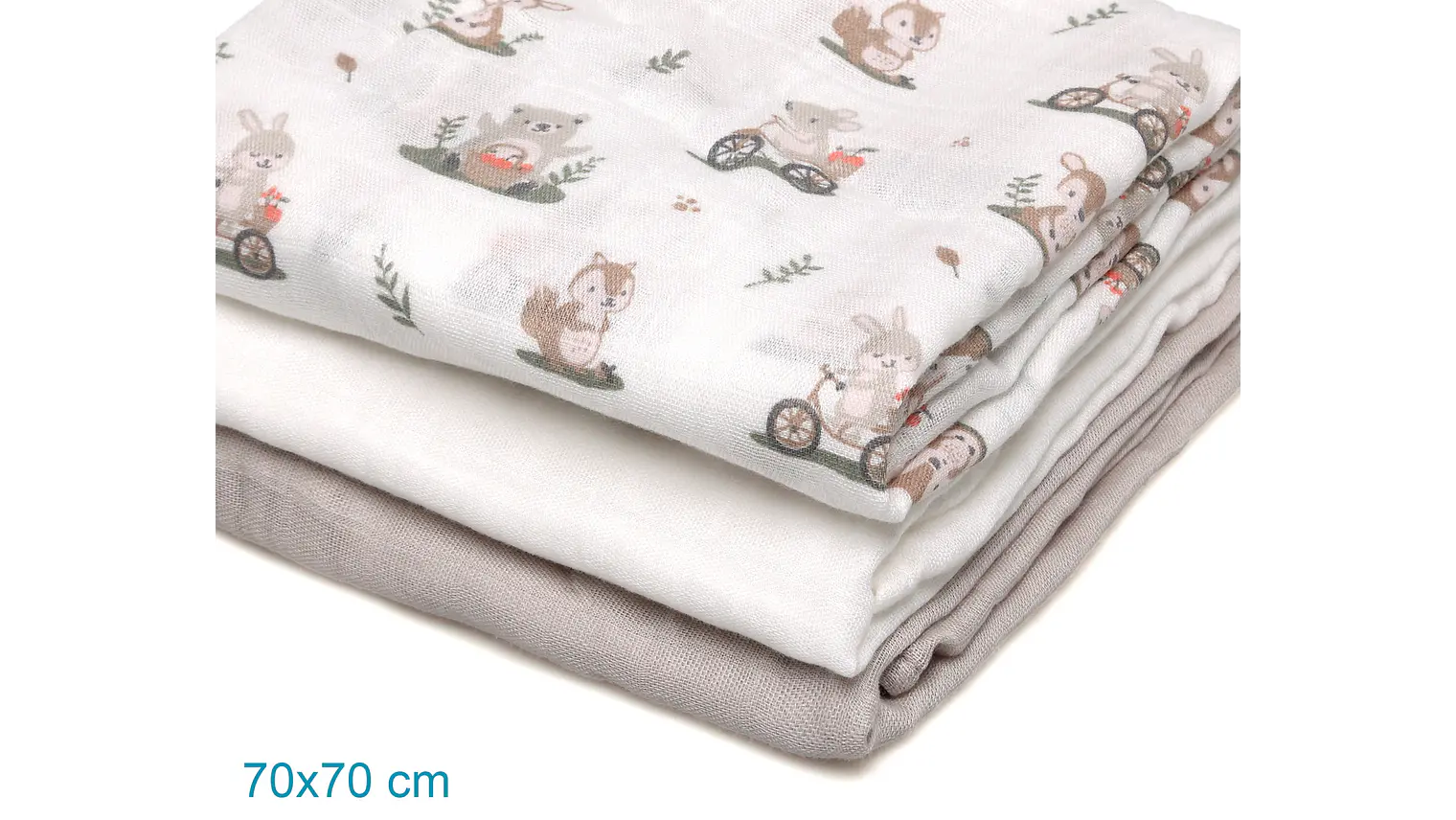 MUSSELINA 70X70CMS BAMBU CINZENTO 3U 6