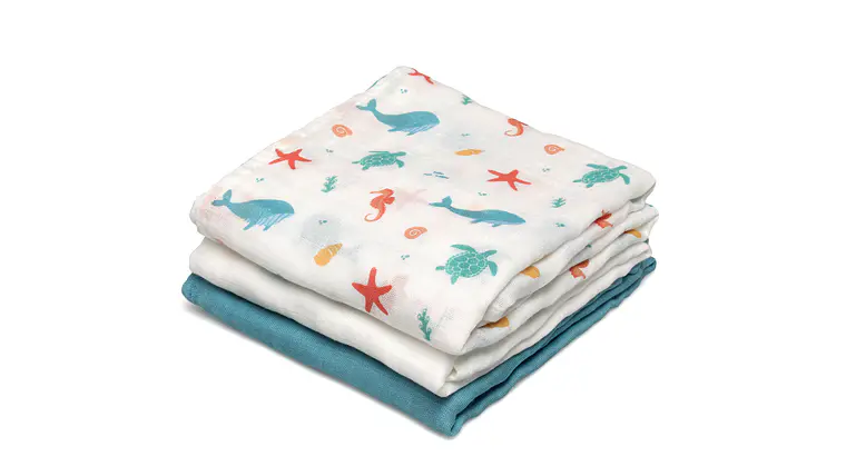 MUSSELINA 70X70CMS BAMBU AZUL 3U 3
