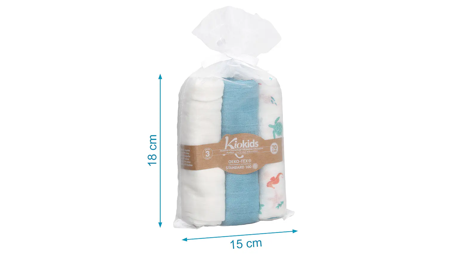 MUSSELINA 70X70CMS BAMBU AZUL 3U 5