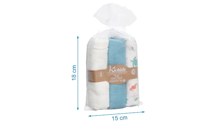 MUSSELINA 70X70CMS BAMBU AZUL 3U 5