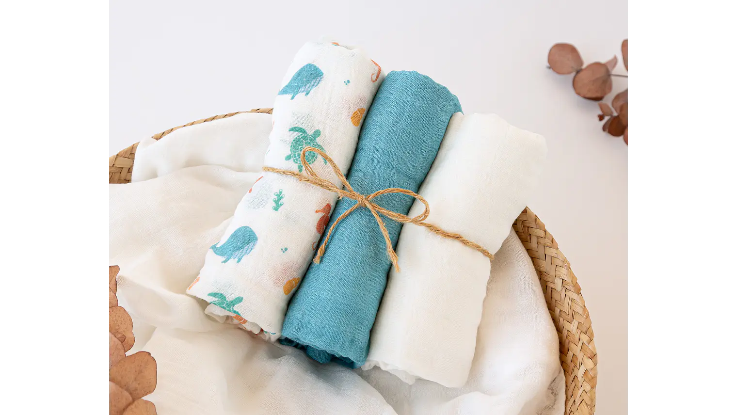 MUSSELINA 70X70CMS BAMBU AZUL 3U 1