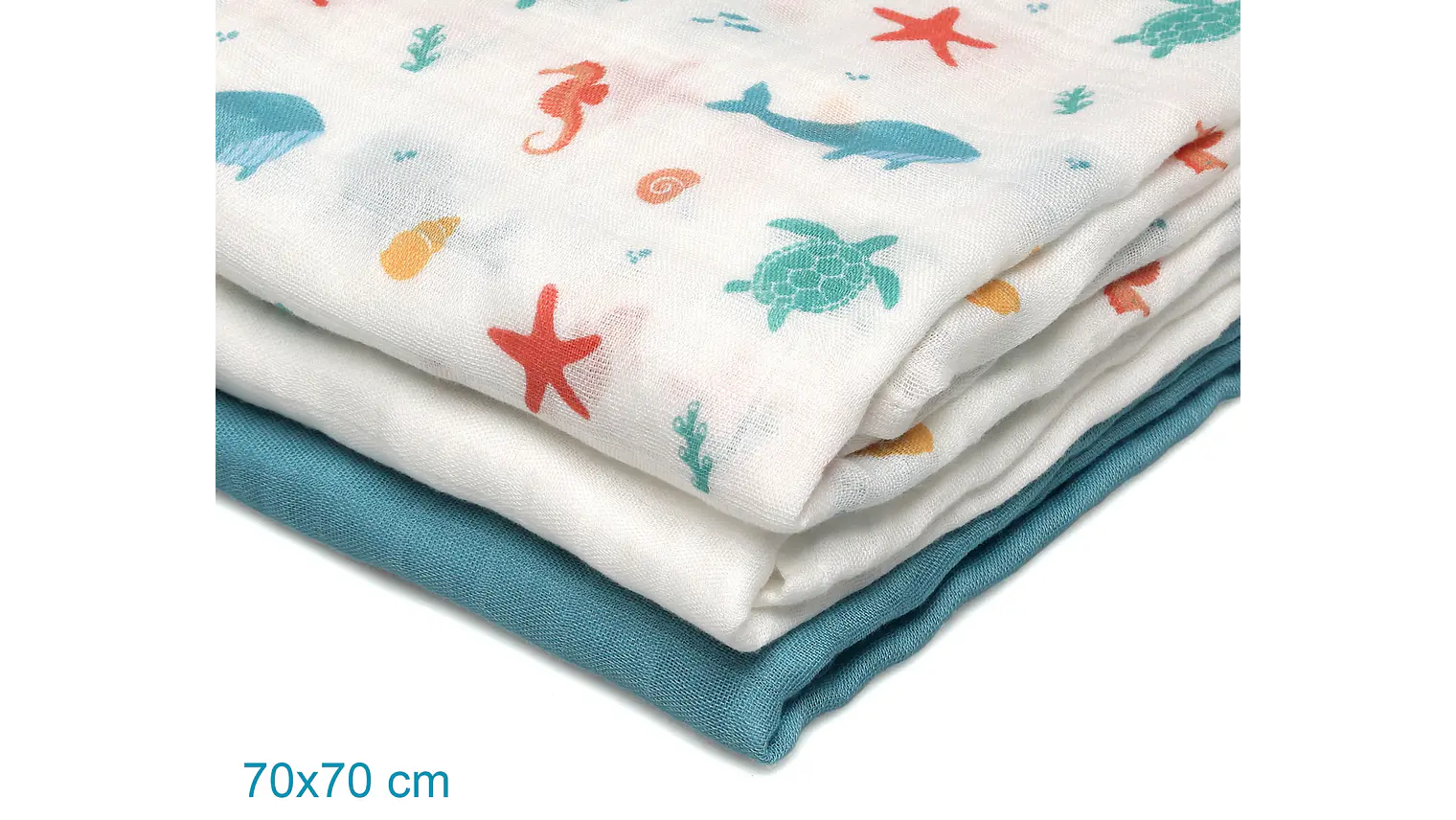 MUSSELINA 70X70CMS BAMBU AZUL 3U 6
