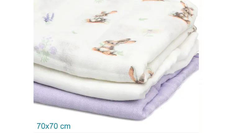 B. MUSSELINA 70X70CMS BAMBU LAVANDA 3U 4