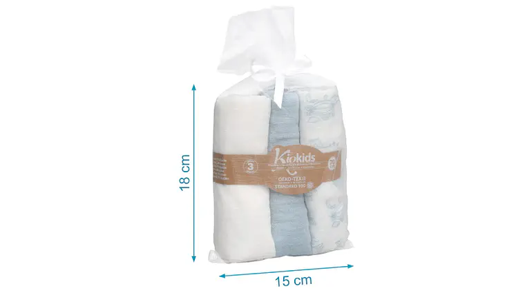 B. MUSSELINA 70X70CMS BAMBU AZUL 3U 3