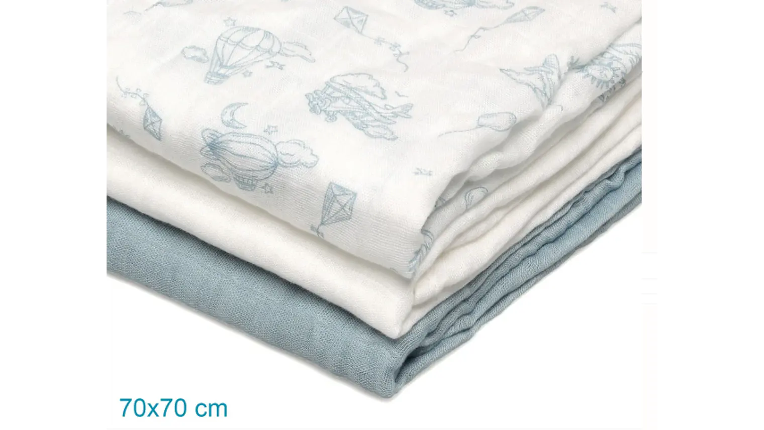 B. MUSSELINA 70X70CMS BAMBU AZUL 3U 5