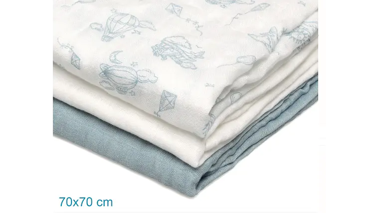 B. MUSSELINA 70X70CMS BAMBU AZUL 3U 5