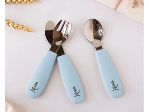 BL. TALHERES AÇO INOXIDAVEL/SILICONE AZUL 3U