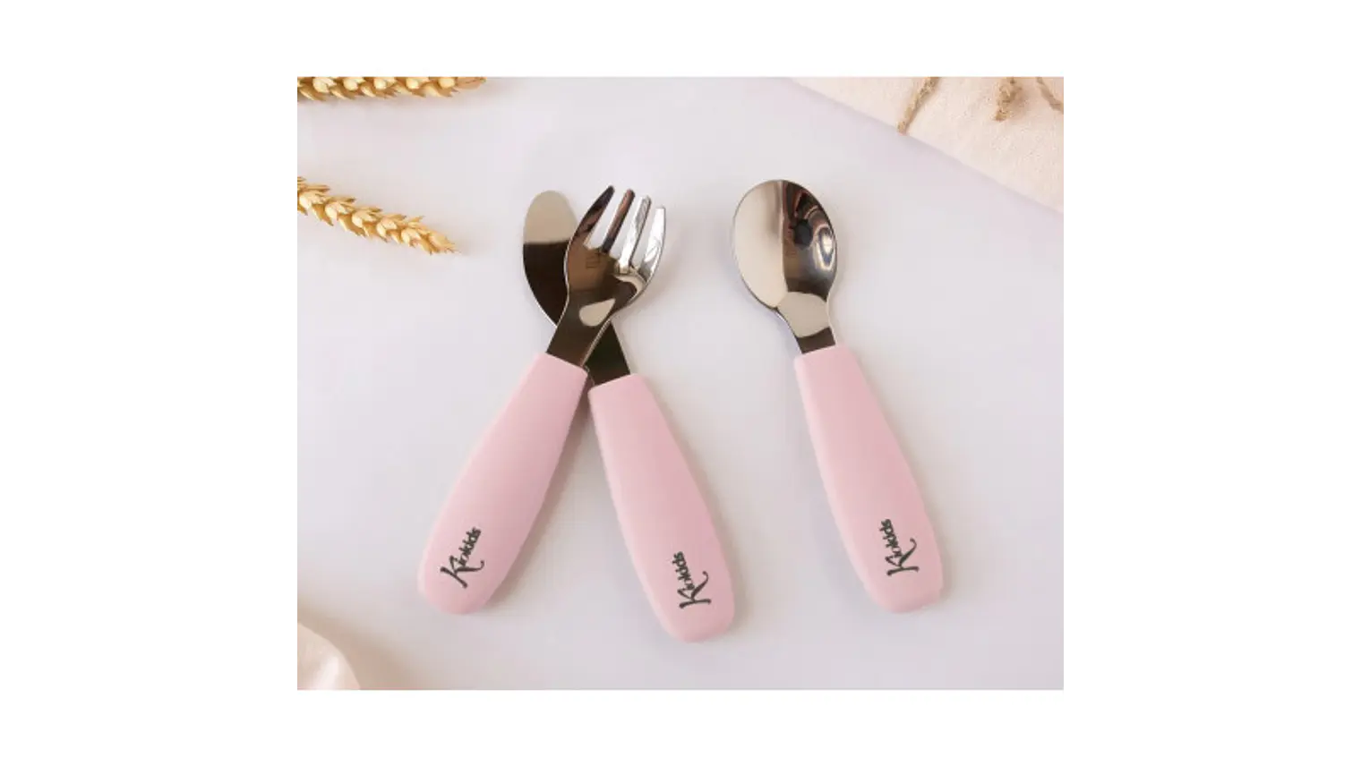 BL. TALHERES AÇO INOXIDAVEL/SILICONE ROSA 3U 1