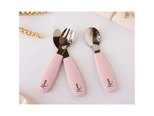 BL. TALHERES AÇO INOXIDAVEL/SILICONE ROSA 3U