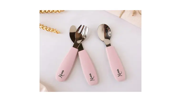 BL. TALHERES AÇO INOXIDAVEL/SILICONE ROSA 3U 1
