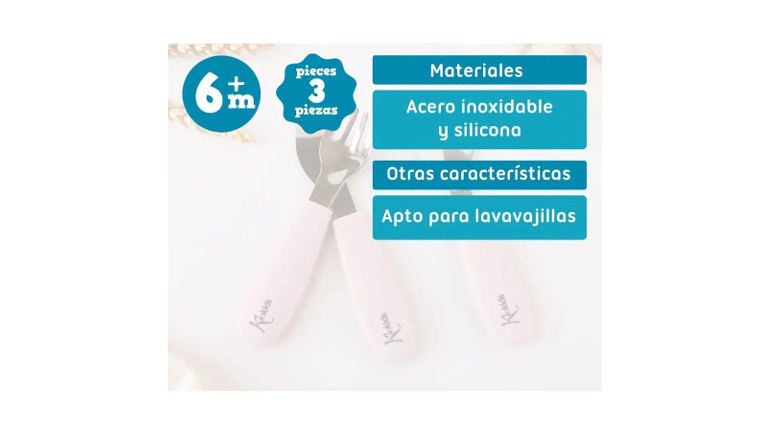 BL. TALHERES AÇO INOXIDAVEL/SILICONE ROSA 3U 5