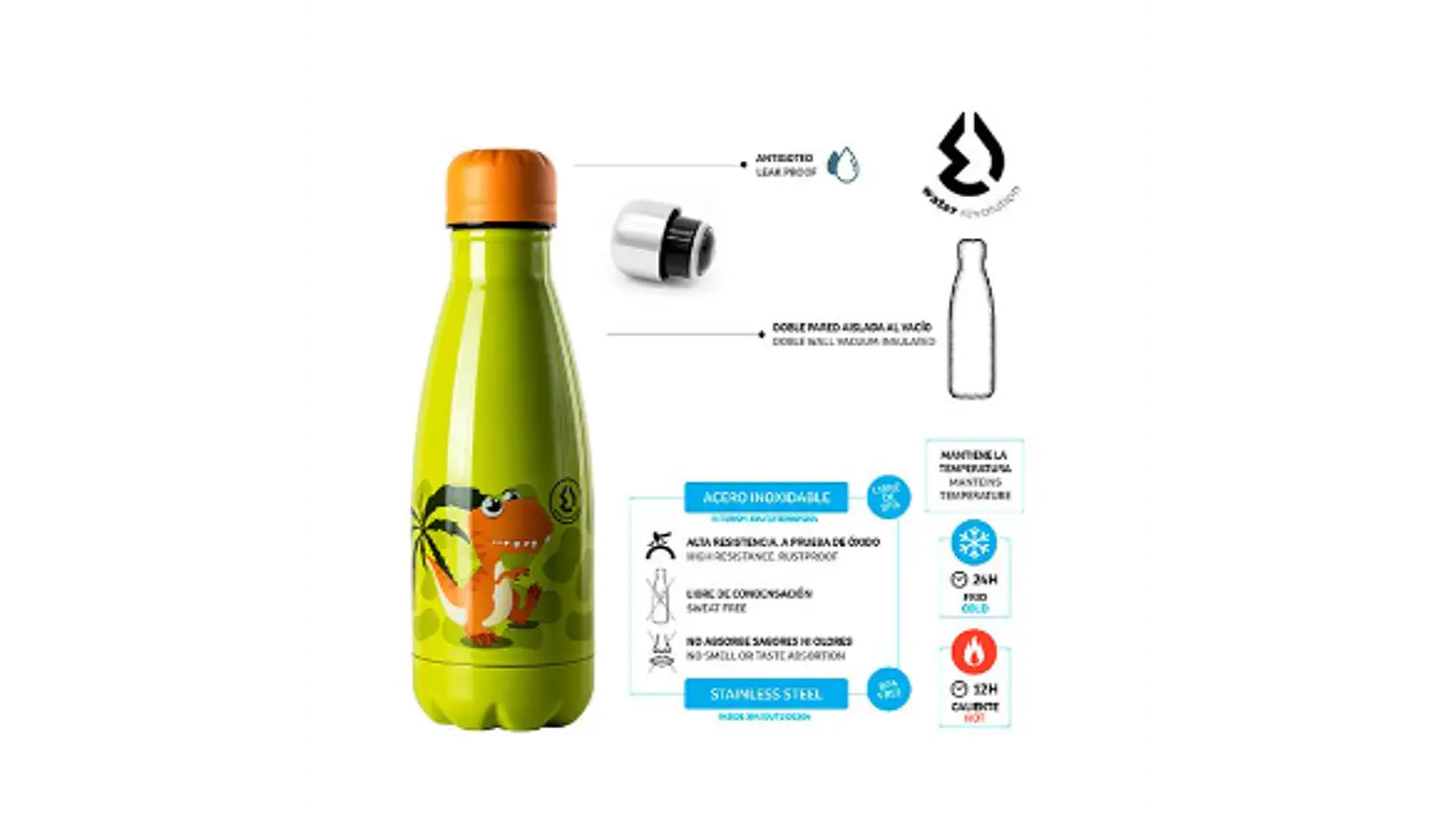 CANTIL AÇO INOX VERDE 350ML 2