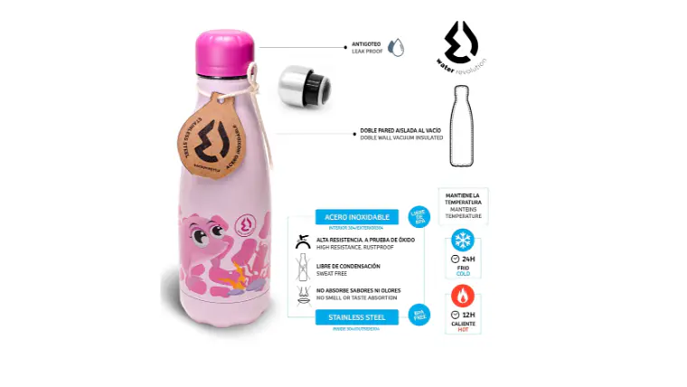 CANTIL AÇO INOX ROSA 350ML 2