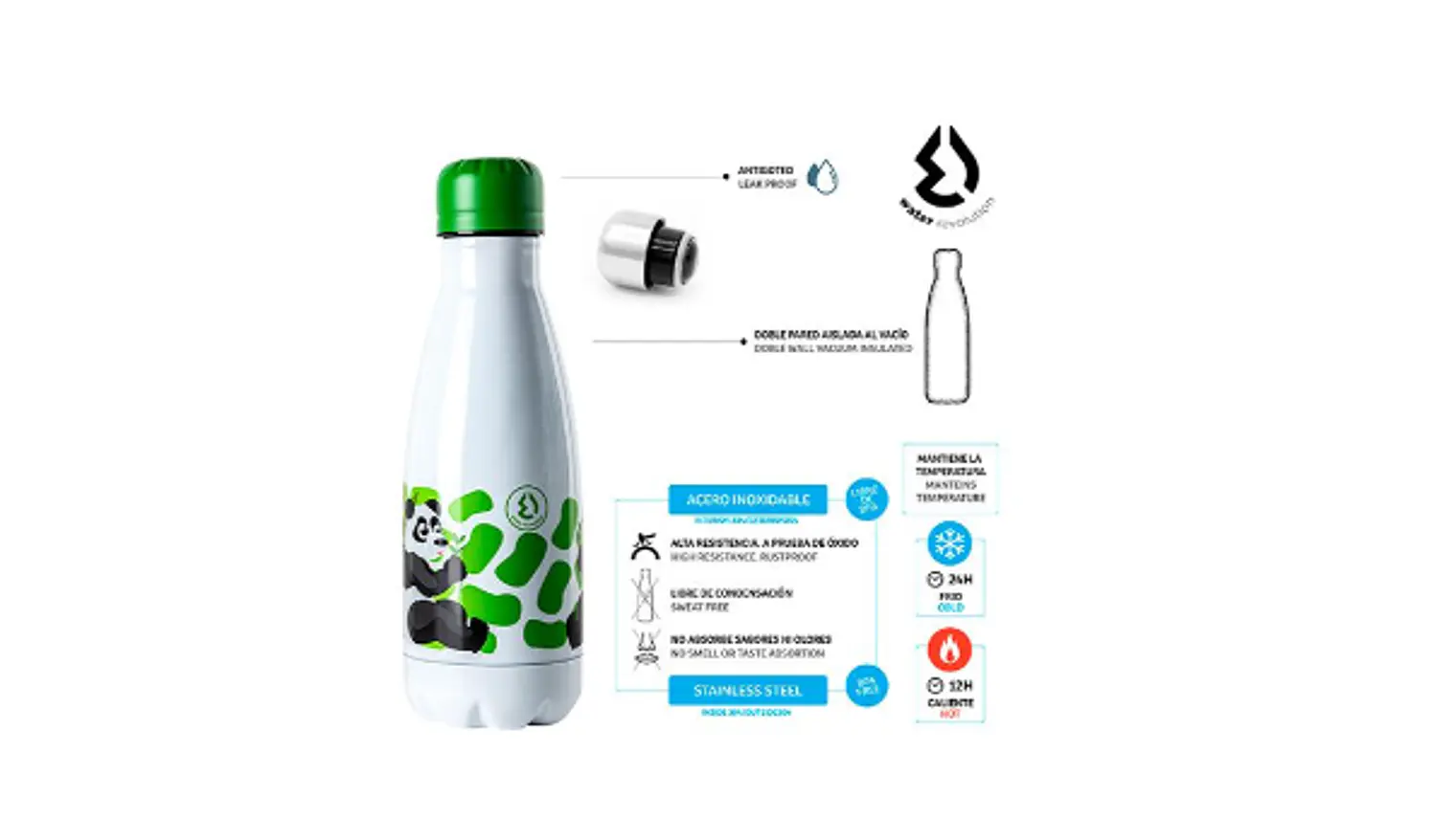 CANTIL AÇO INOX BRANCO 350ML 3