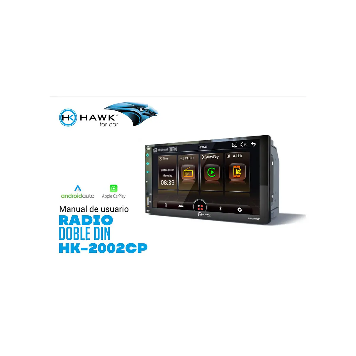 Radio para vehículos marca Hawk HK-2002CP (7) DOBLE DIN