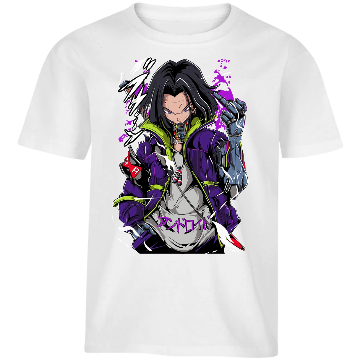 Playera Dragon Ball Androide 17 Cyberpunk para Niño 1