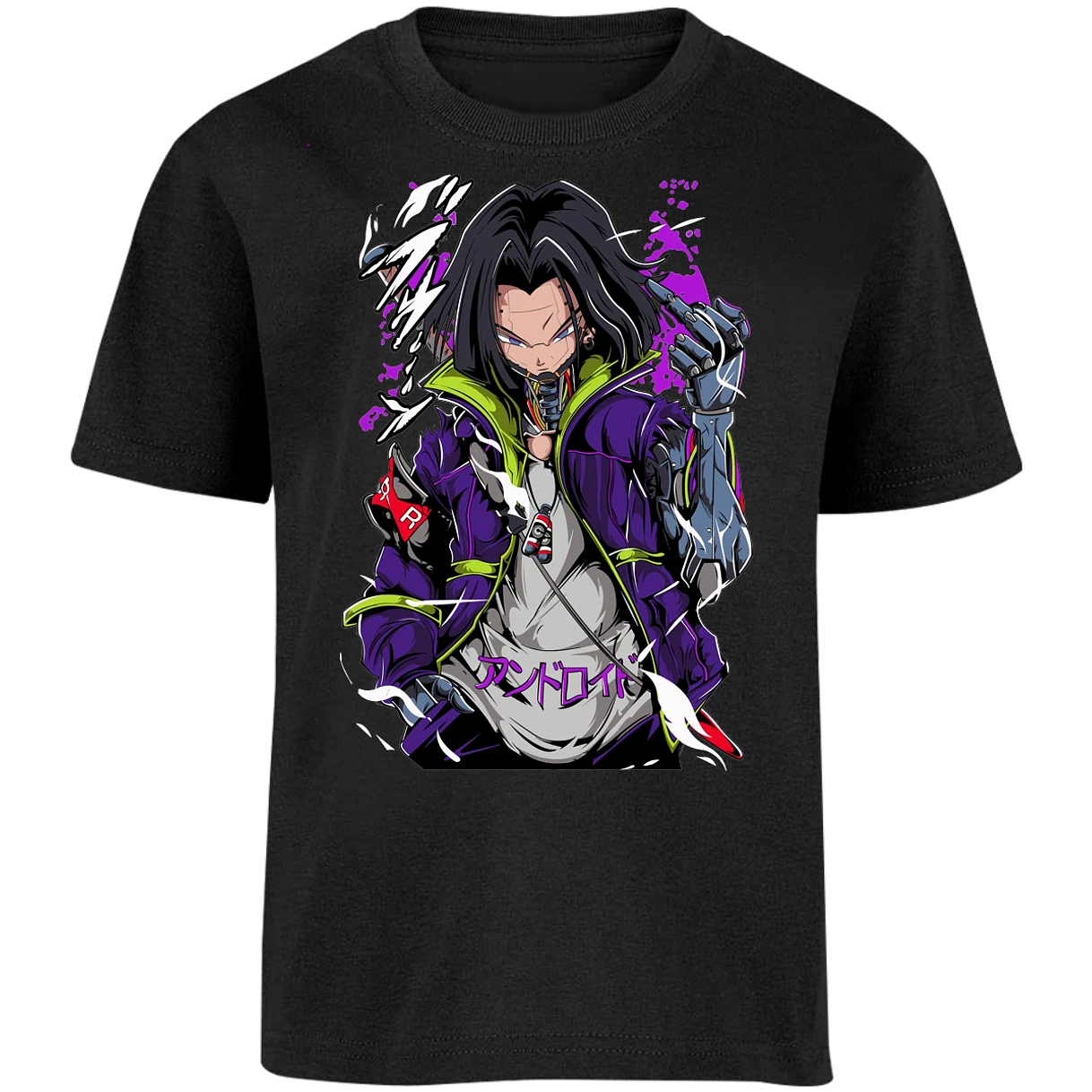 Playera Dragon Ball Androide 17 Cyberpunk para Niño 11