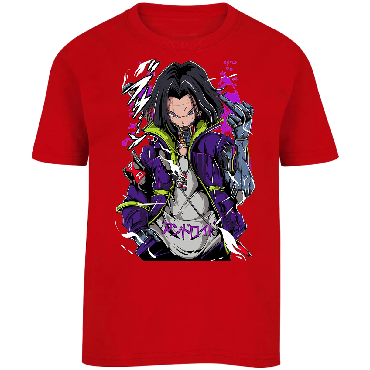 Playera Dragon Ball Androide 17 Cyberpunk para Niño 17