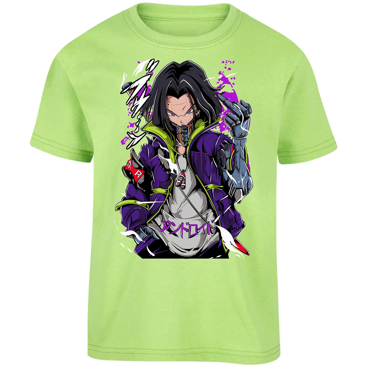 Playera Dragon Ball Androide 17 Cyberpunk para Niño 3