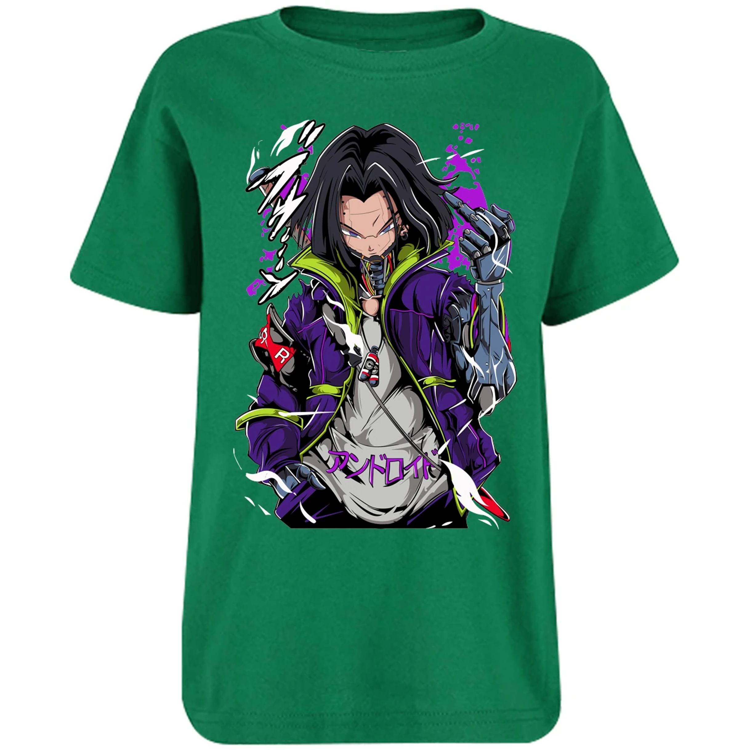 Playera Dragon Ball Androide 17 Cyberpunk para Niño 10