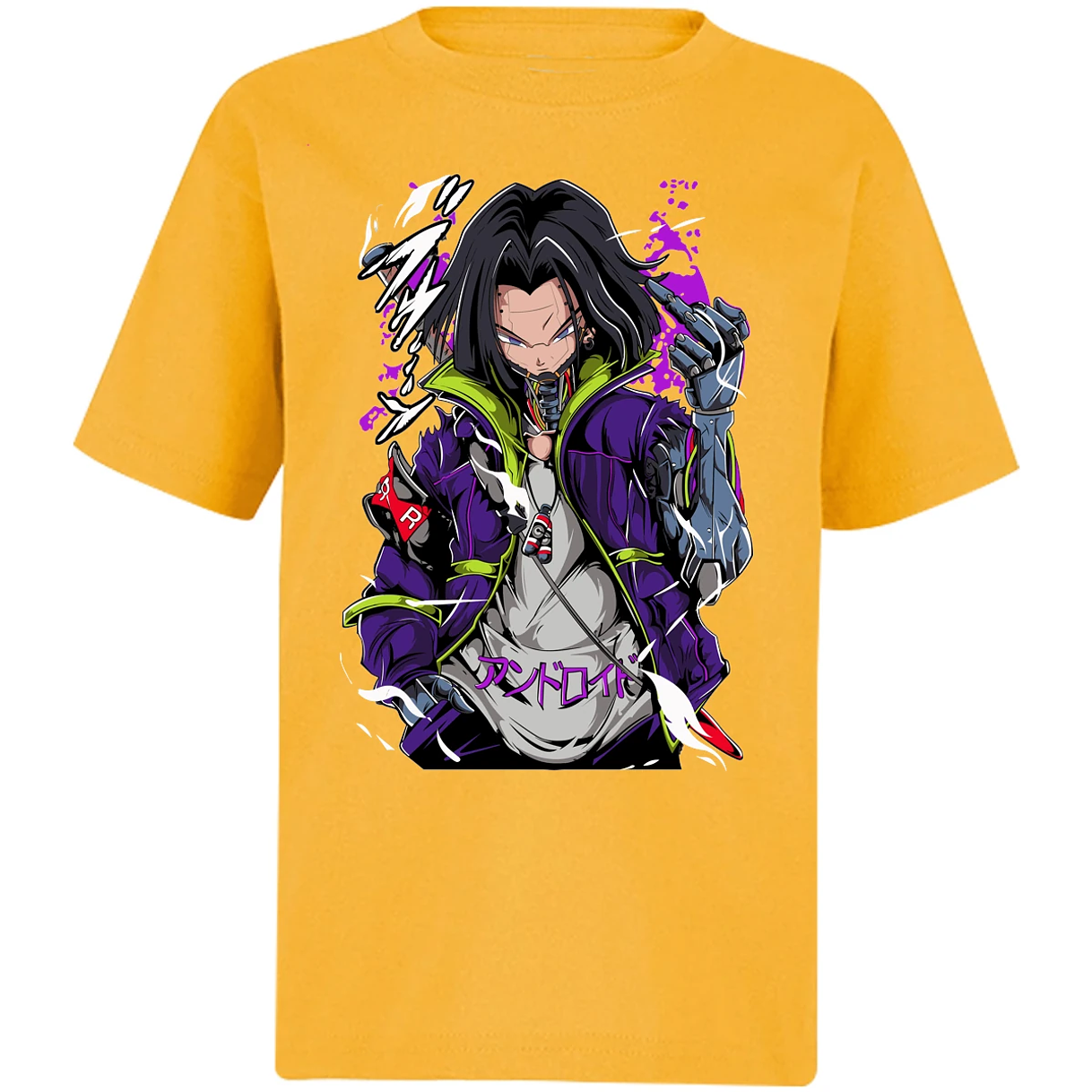 Playera Dragon Ball Androide 17 Cyberpunk para Niño 9
