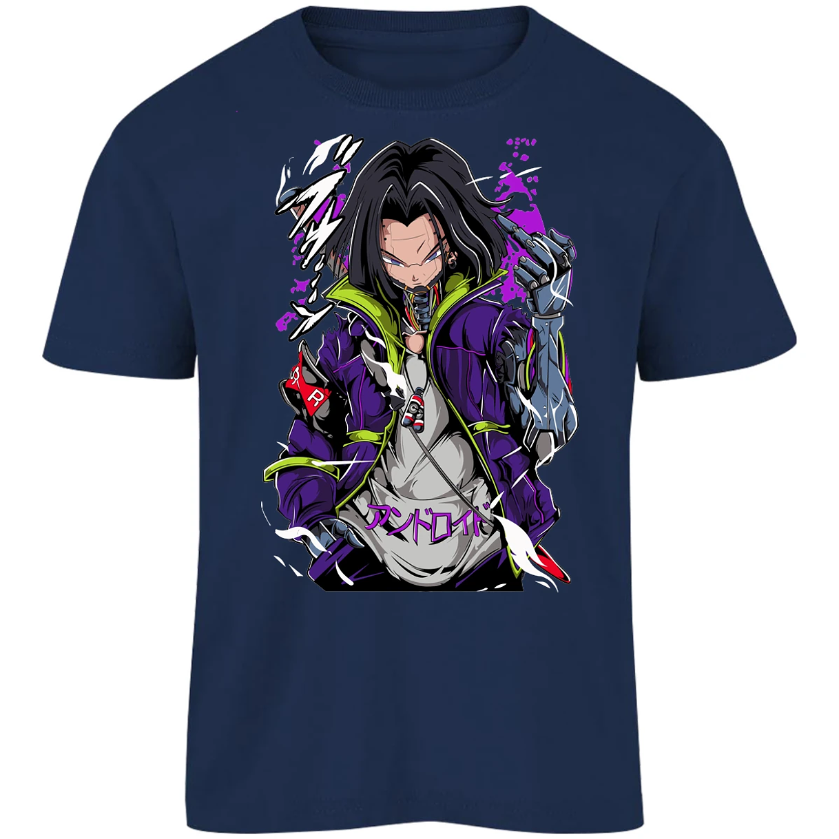 Playera Dragon Ball Androide 17 Cyberpunk para Niño 5