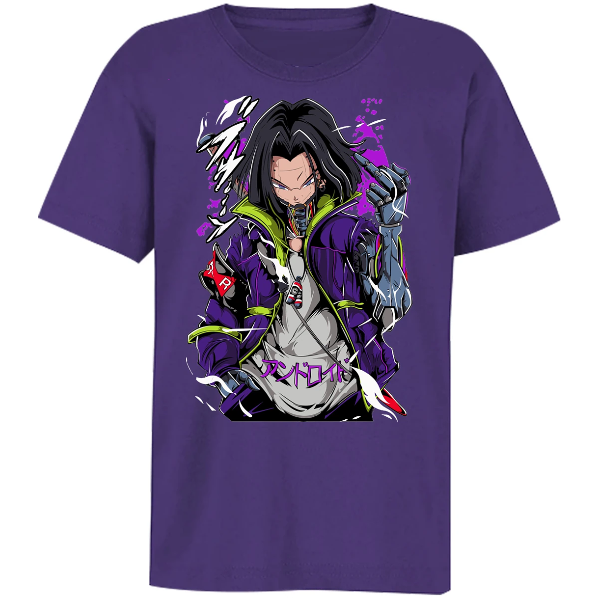 Playera Dragon Ball Androide 17 Cyberpunk para Niño 8