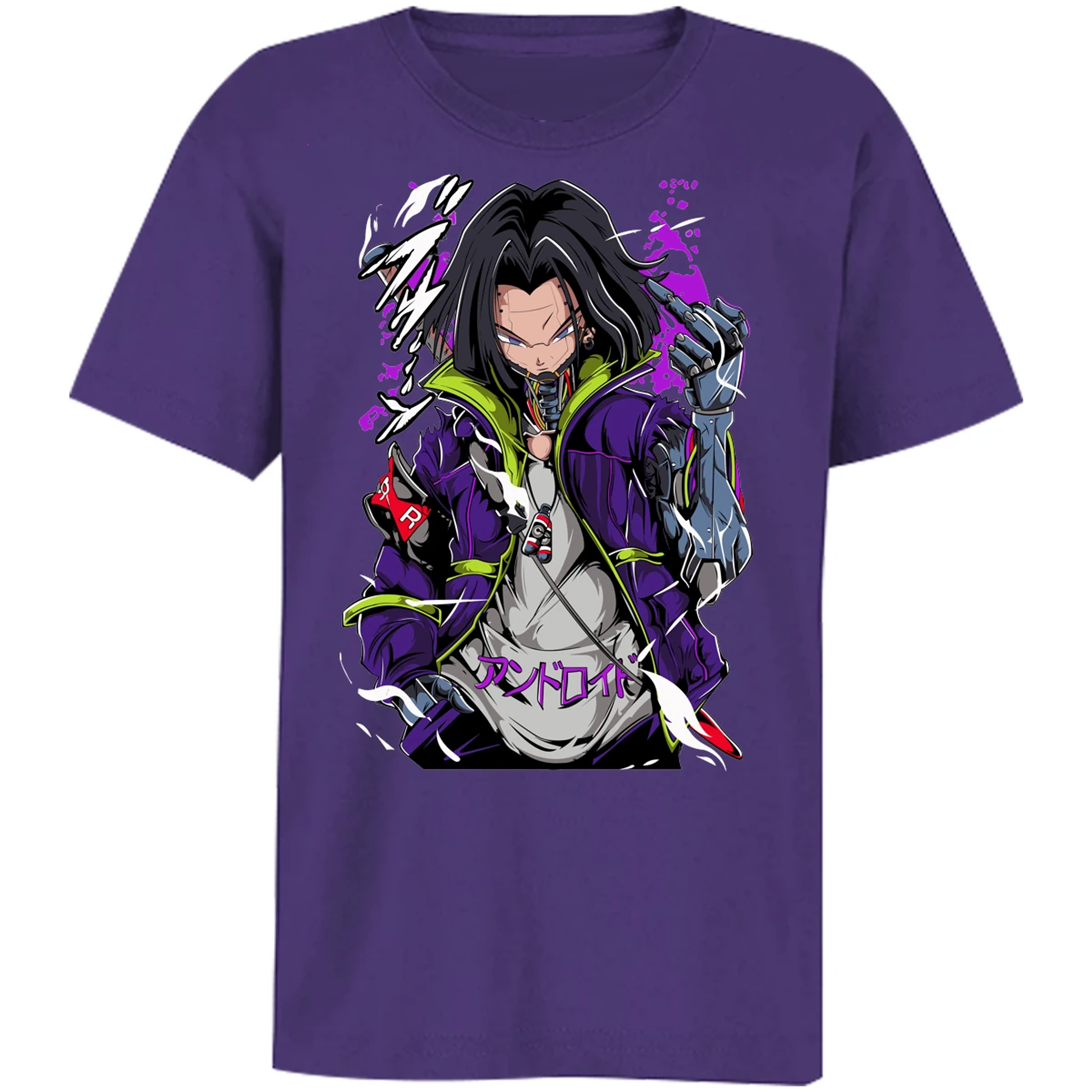 Playera Dragon Ball Androide 17 Cyberpunk para Niño 8