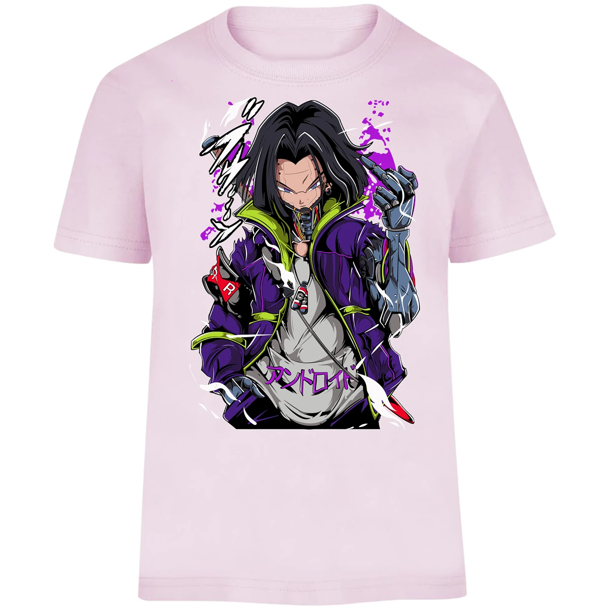 Playera Dragon Ball Androide 17 Cyberpunk para Niño 14