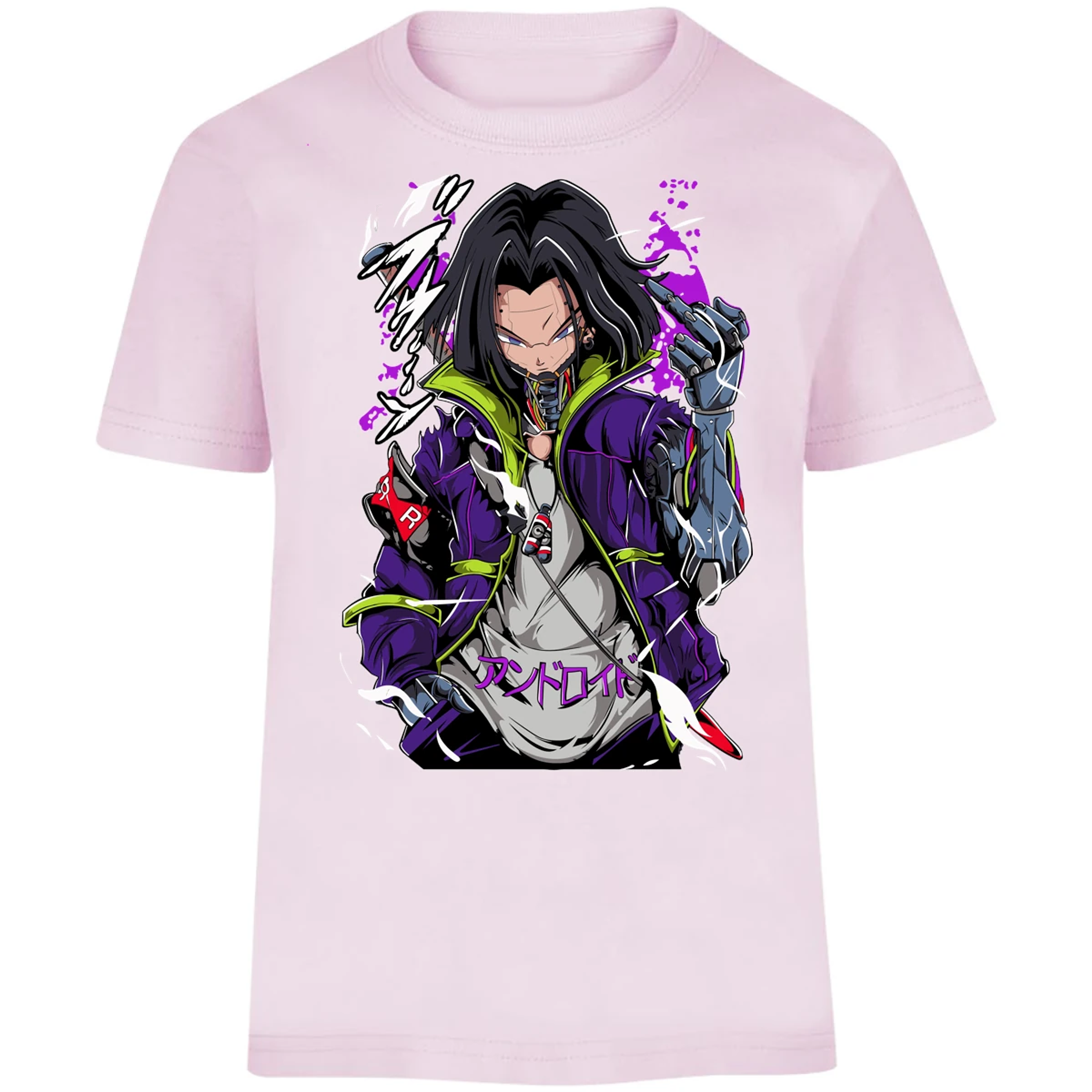 Playera Dragon Ball Androide 17 Cyberpunk para Niño 14