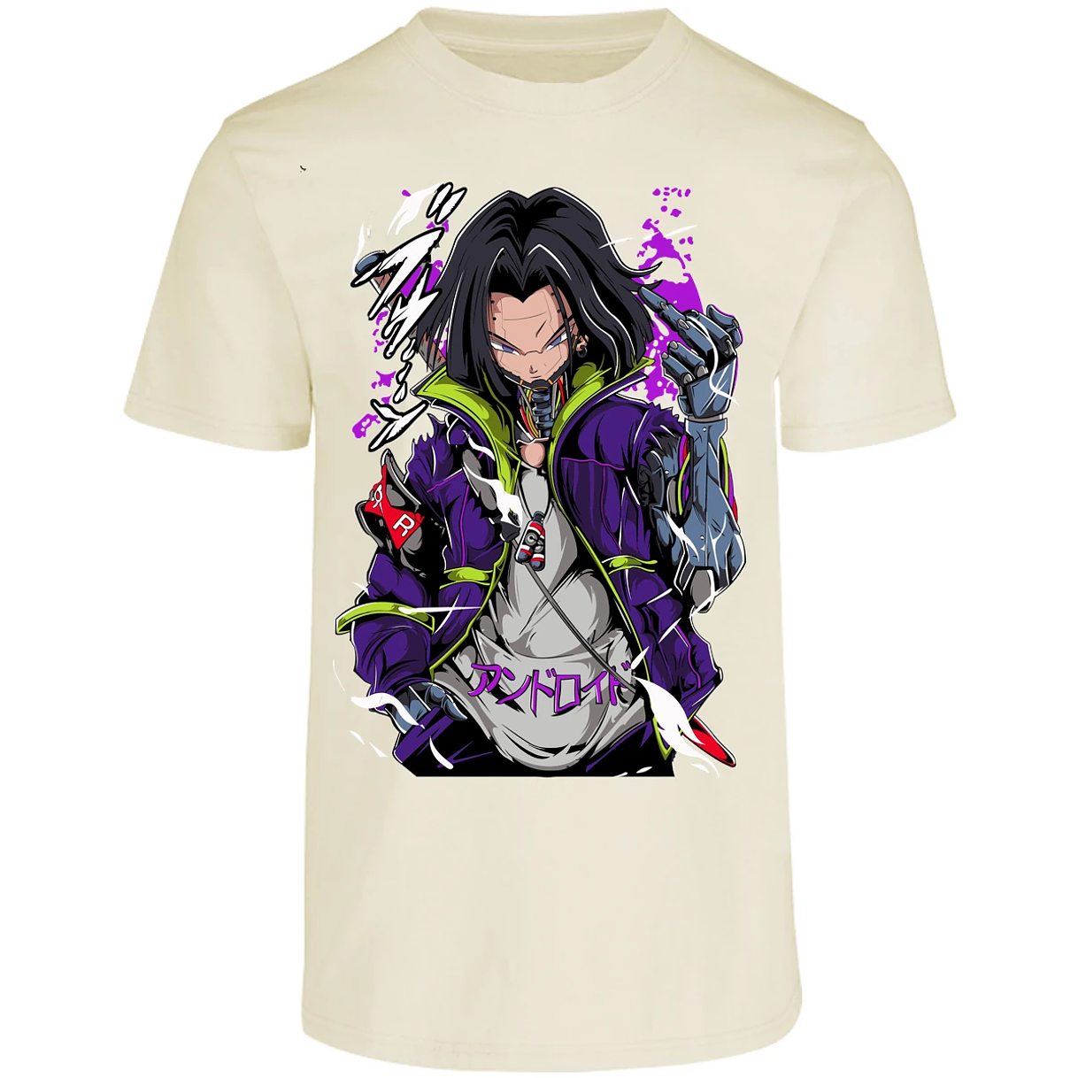 Playera Dragon Ball Androide 17 Cyberpunk para Adulto 8