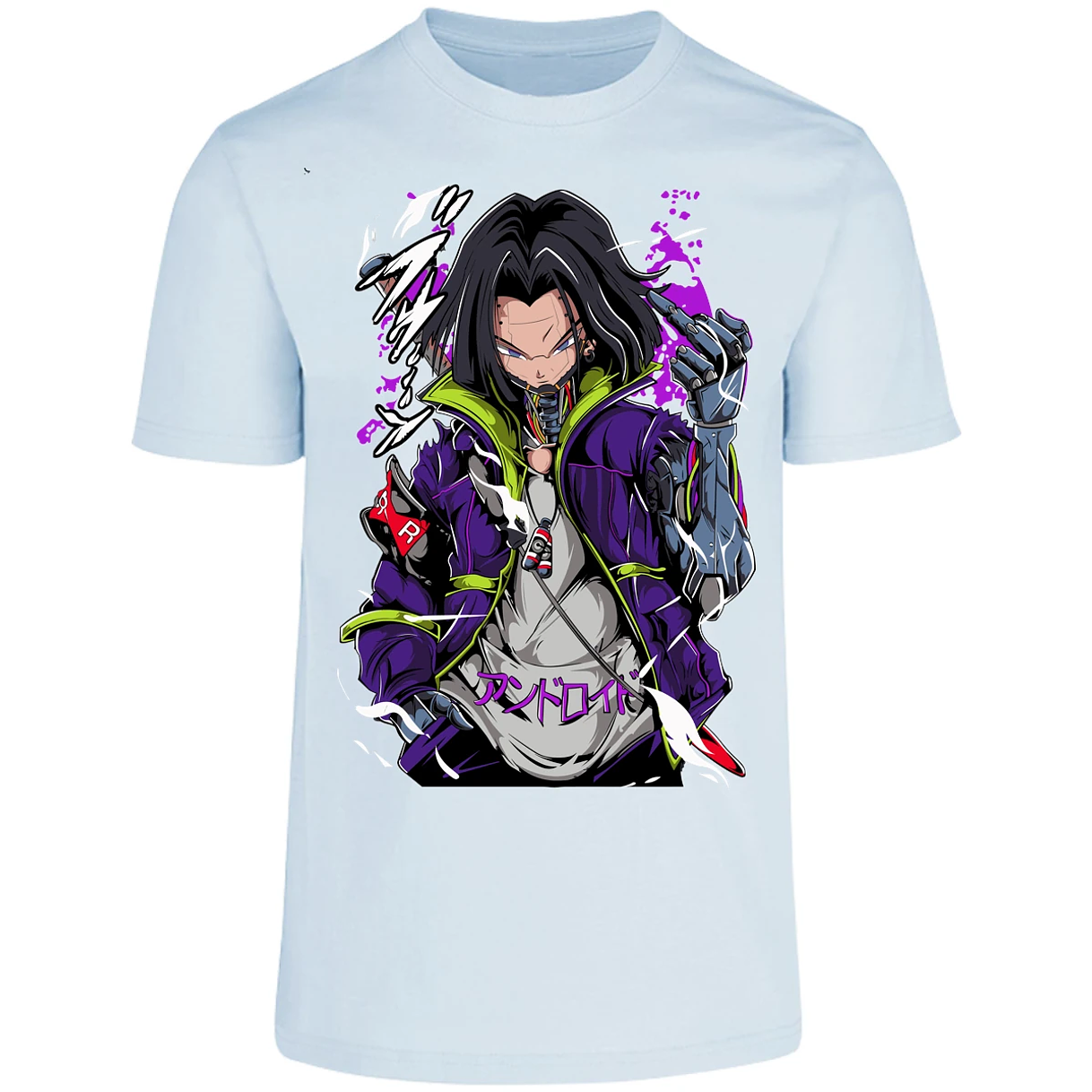 Playera Dragon Ball Androide 17 Cyberpunk para Adulto 18