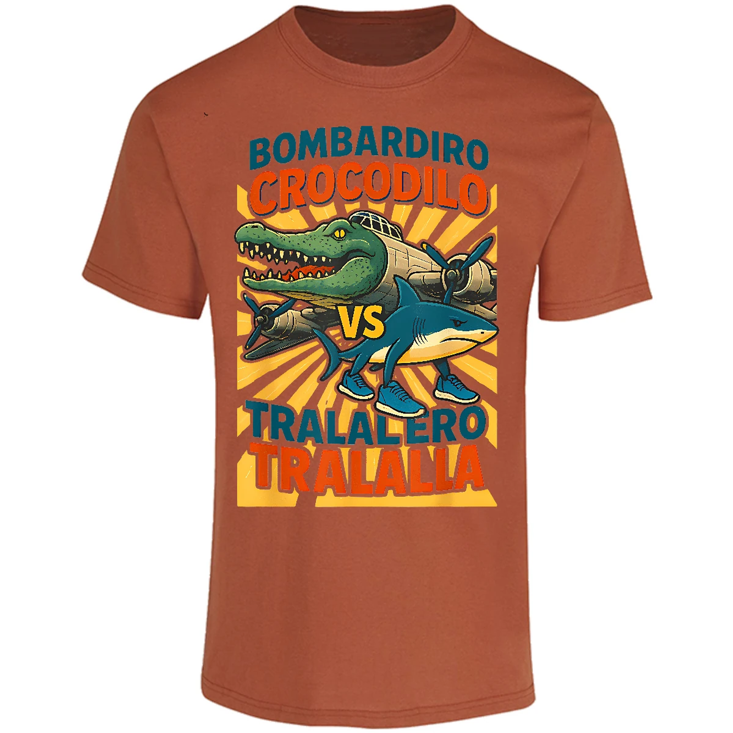 Playera Memes Bombardiro Vs Tralalero para Adulto 3