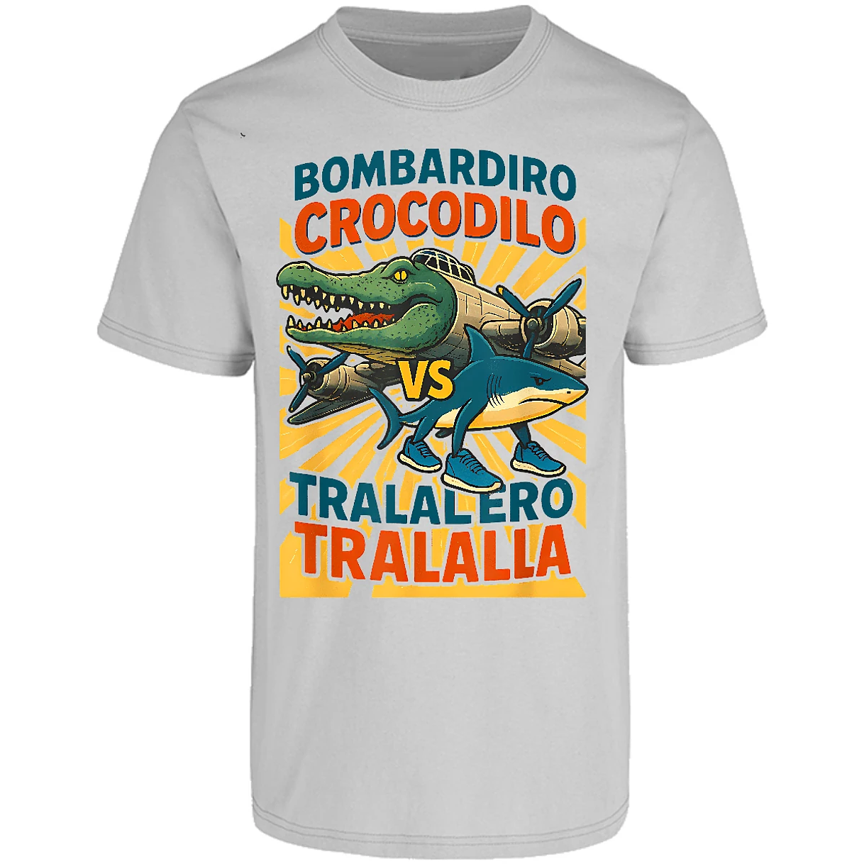 Playera Memes Bombardiro Vs Tralalero para Adulto 4