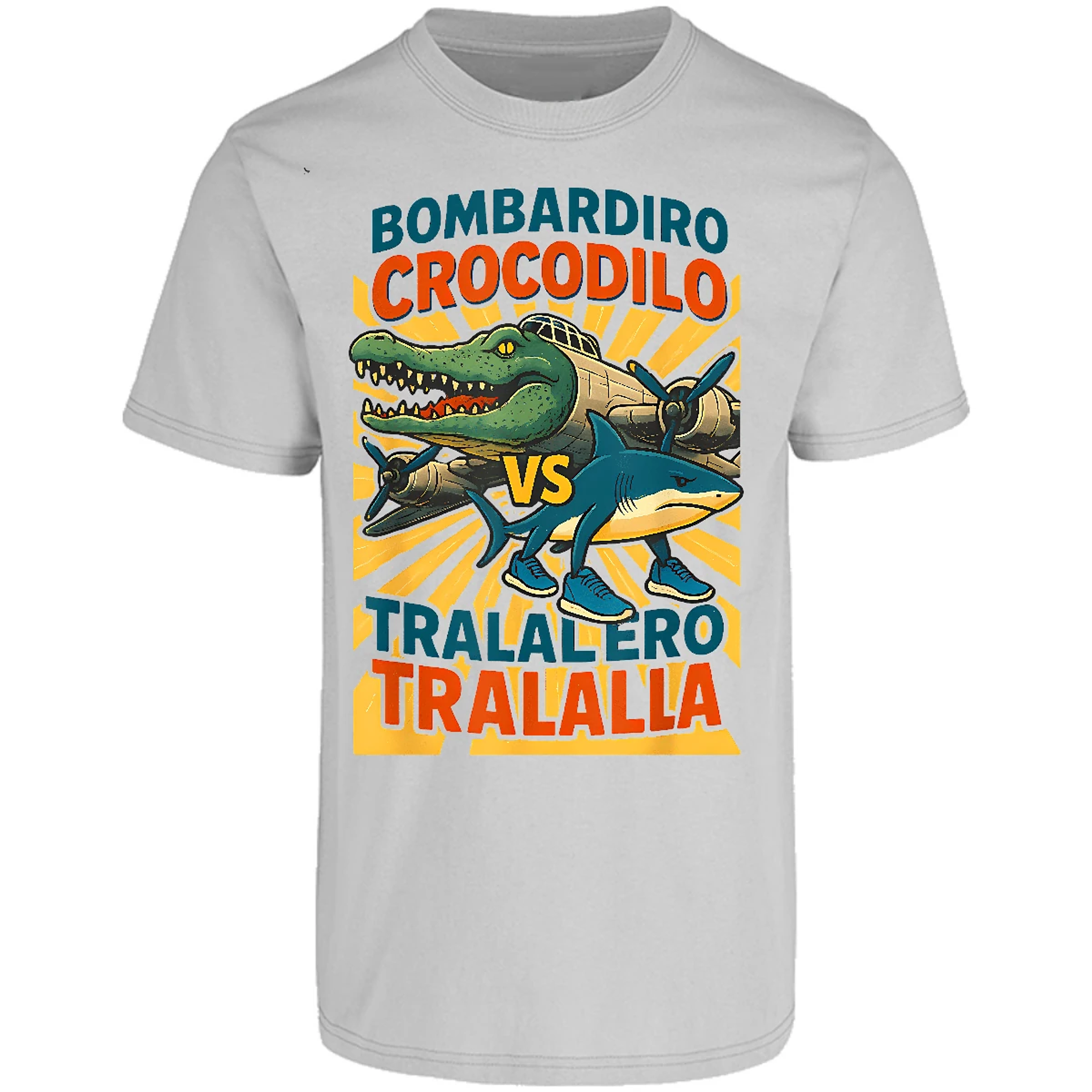 Playera Memes Bombardiro Vs Tralalero para Adulto 4