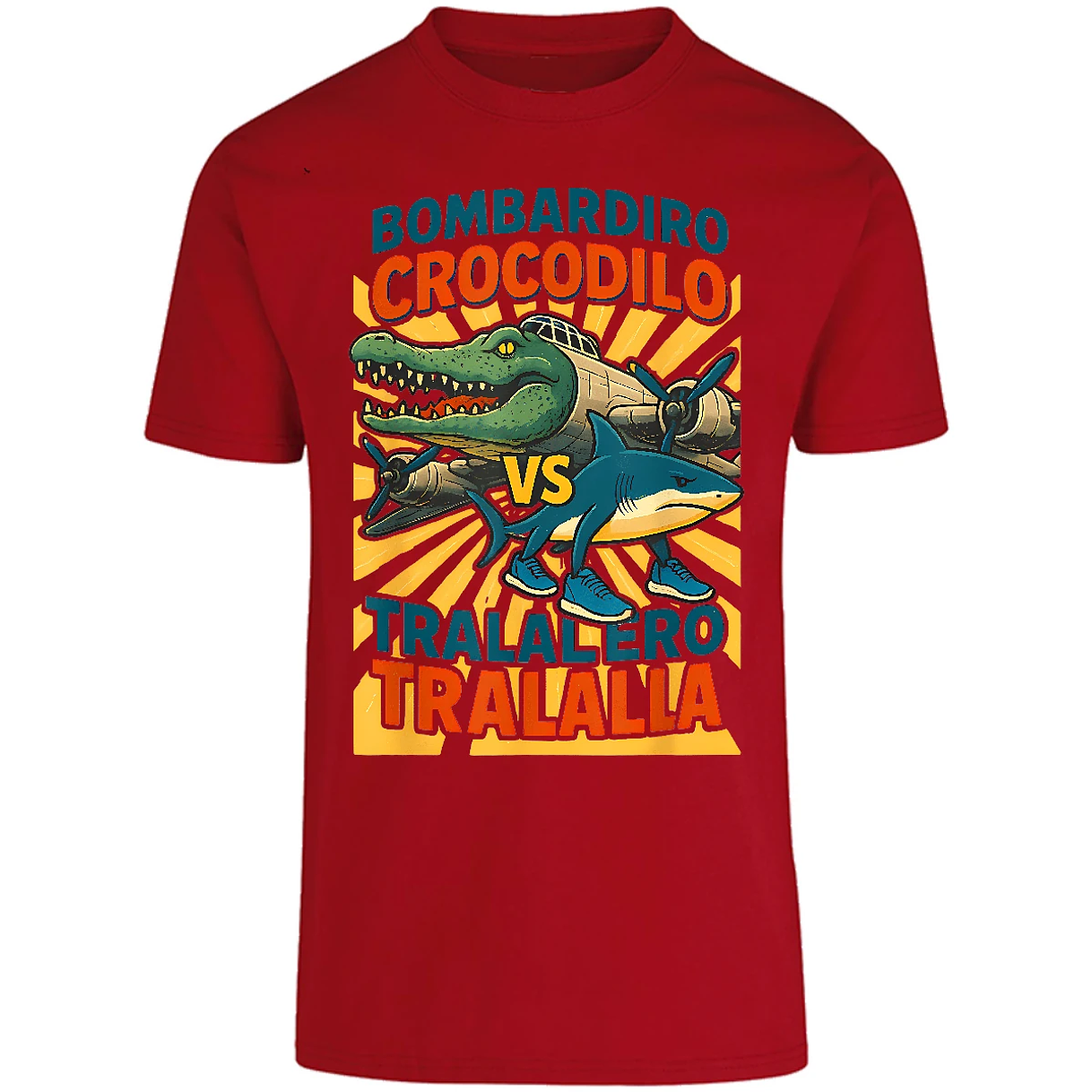 Playera Memes Bombardiro Vs Tralalero para Adulto 16