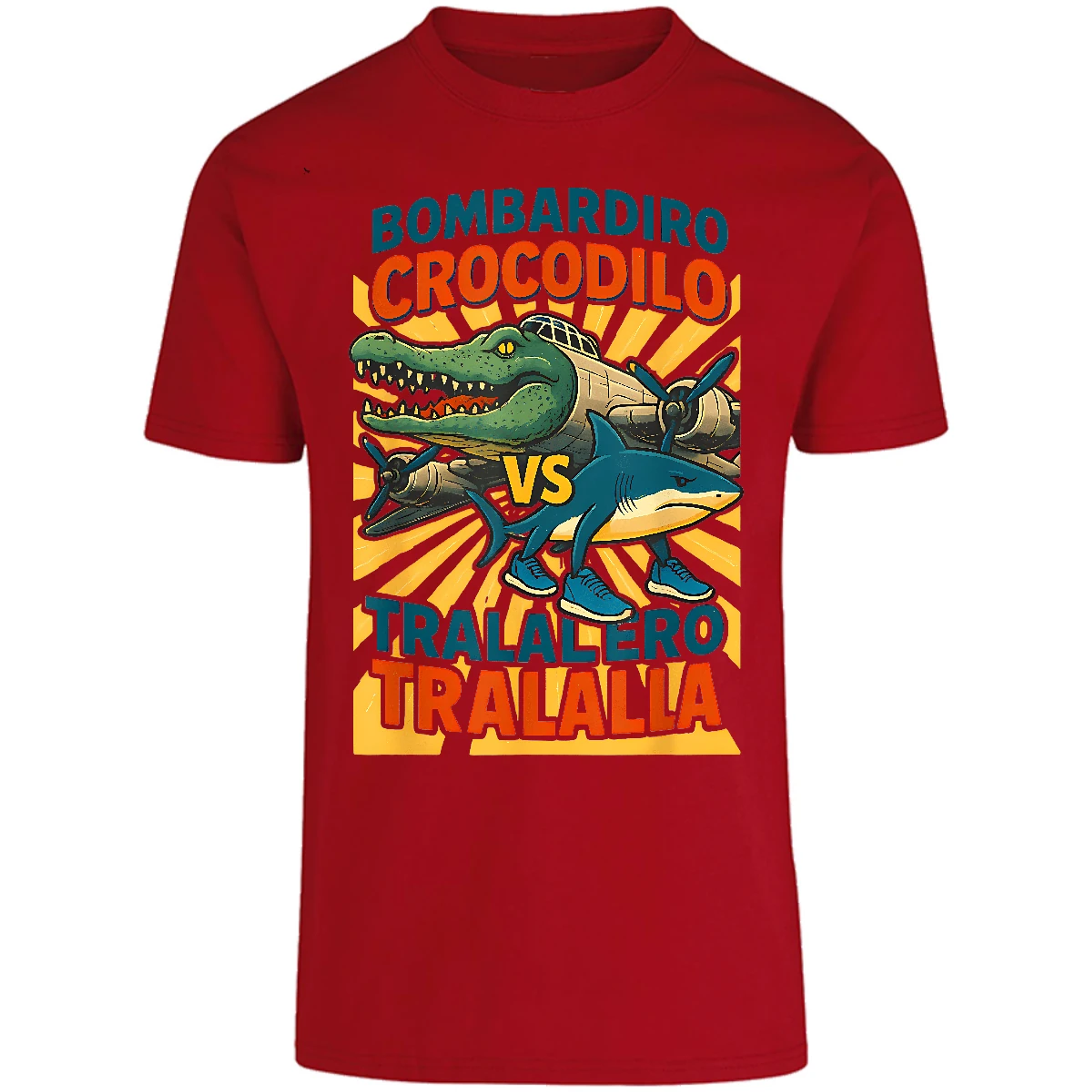 Playera Memes Bombardiro Vs Tralalero para Adulto 16