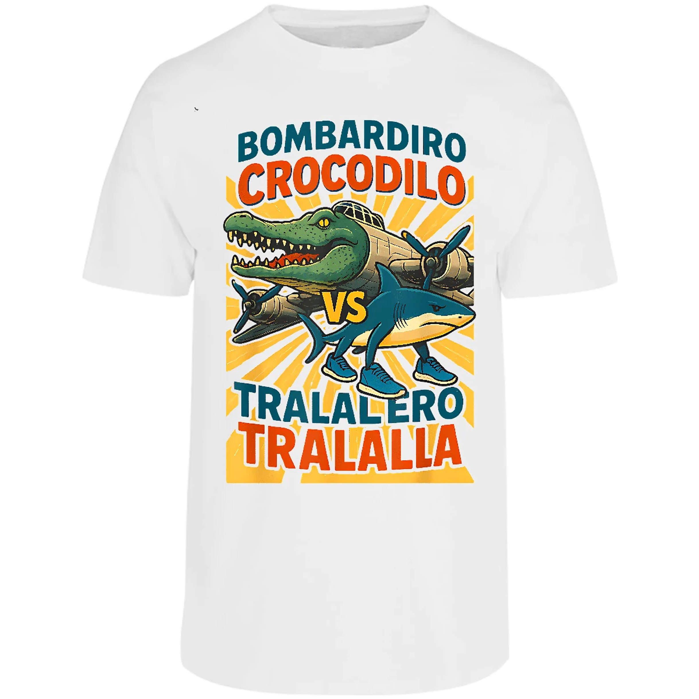 Playera Memes Bombardiro Vs Tralalero para Adulto 26