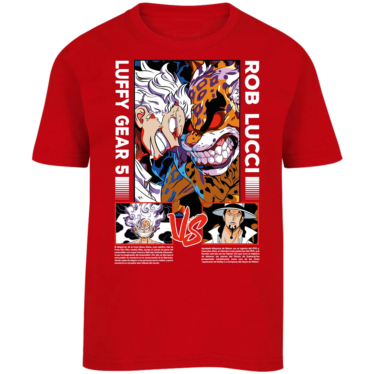 Playera One Piece Luffy Vs Rob Lucci para Niño 27